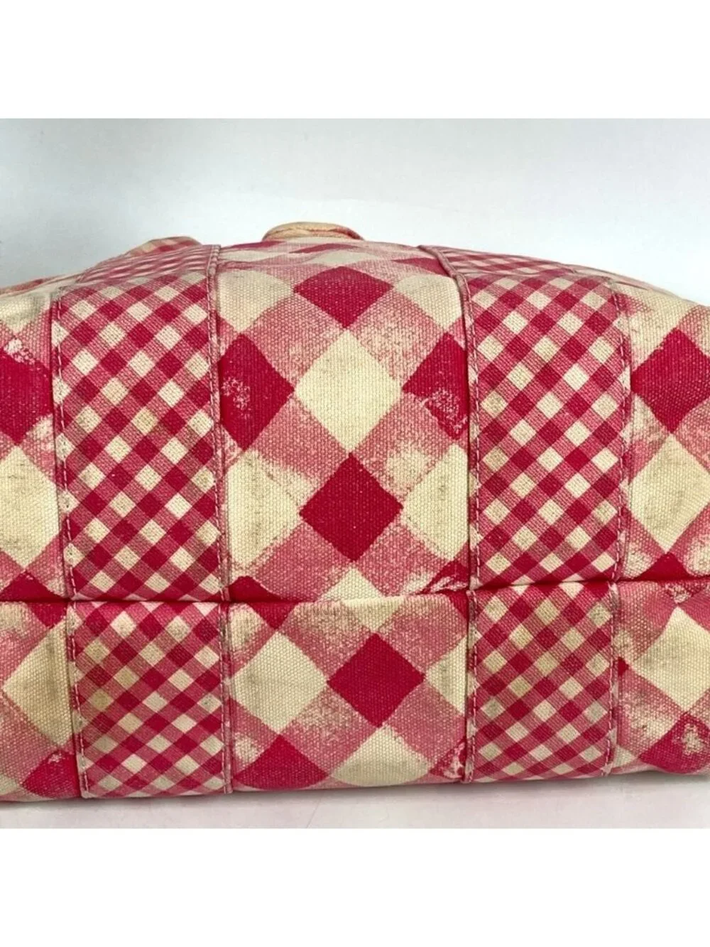 Chanel Handbag CC Logo Gingham Check Canvas Pink
